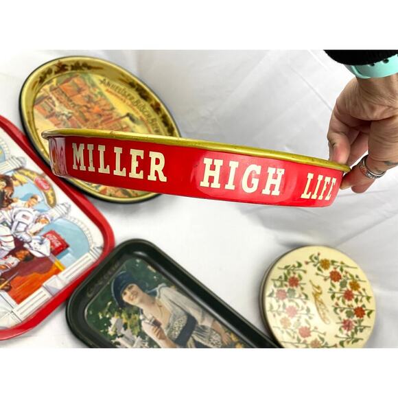 VTG 5x Miller High Life Coca Cola Anheuser-Busch Brewing Metal Tin Advertising - Picture 10 of 16